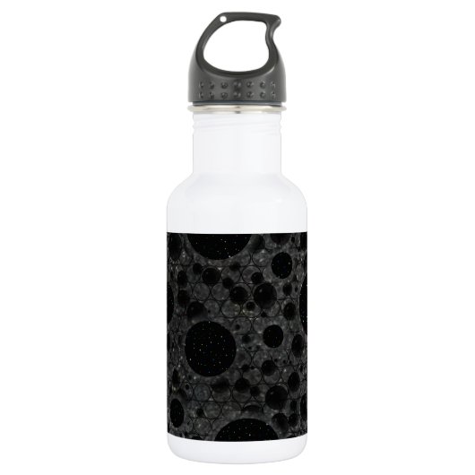 Weltraumblöcke - Glitzer Black Edelstahlflasche (Vorderseite)
