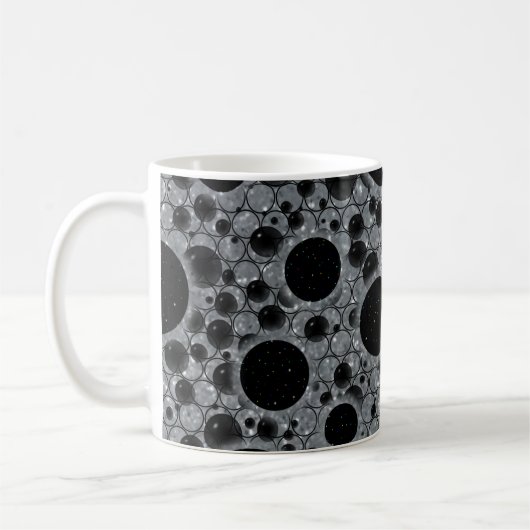 Weltraumblöcke - Glitzer Silver Kaffeetasse (Links)