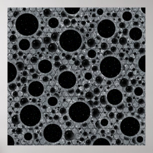 Weltraumblöcke - Glitzer Silver Poster