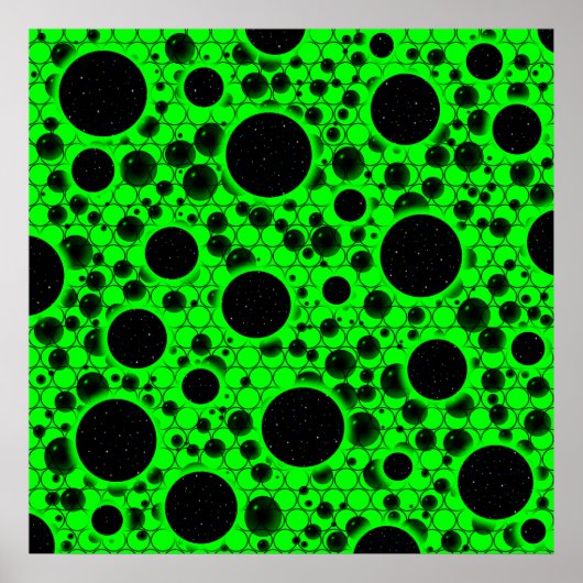 Weltraumblöcke - Grün Poster (Vorne)