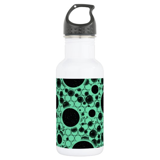 Weltraumblöcke - Minze Edelstahlflasche (Vorderseite)