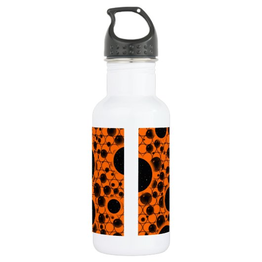 Weltraumblöcke - Orange Edelstahlflasche (Rückseite)