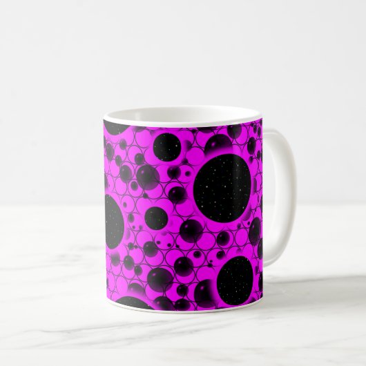 Weltraumblöcke - Rosa Kaffeetasse (VorderseiteRechts)