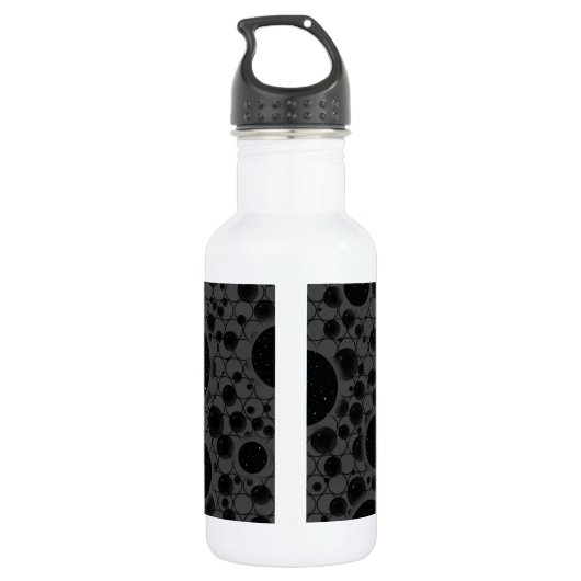 Weltraumblöcke - Schwarz Edelstahlflasche (Rückseite)