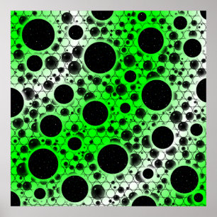 Weltraumblöcke - Weiß/Grün Poster