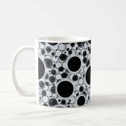 Weltraumblöcke - Weiße Glitzer Kaffeetasse (Links)
