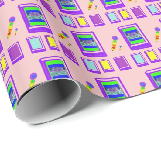 Weltraumbücher rosa geschenkpapier (Rolleneckpunkt)