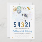 WeltraumCountdown 3. Geburtstag Einladung (Vorderseite)