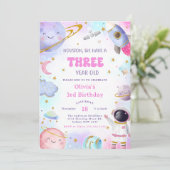 WeltraumCountdown 3. Geburtstagsmond Einladung (Stehend Vorderseite)