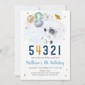 WeltraumCountdown 4. Geburtstag Einladung (Vorderseite)