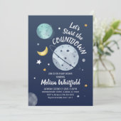 WeltraumCountdown-Kinderdusche Einladung (Stehend Vorderseite)