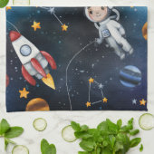 Weltraumdarstellung und Weltraummann Geschirrtuch (Gefaltet)