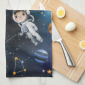 Weltraumdarstellung und Weltraummann Geschirrtuch (Viertel Falte)