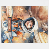 Weltraumdecke mit Namen und Astronautendesign Fleecedecke (Vorderseite (Horizontal))