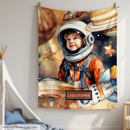 Weltraumdecke mit Namen und Astronautendesign Fleecedecke