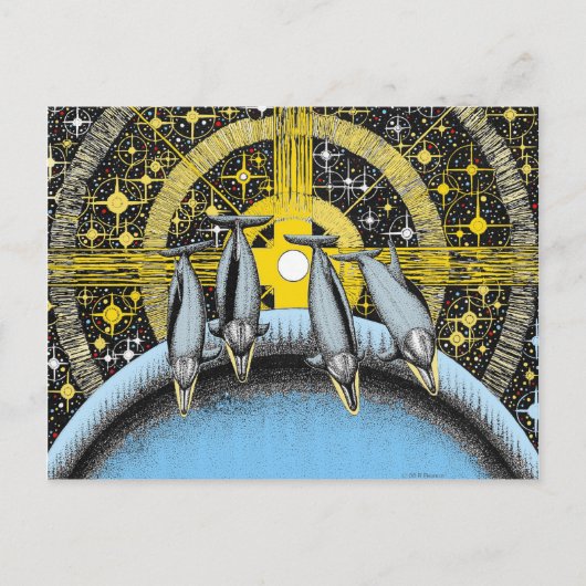 Weltraumdelphine Postkarte (Vorderseite)
