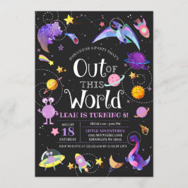 Weltraumdinosaurier aus dieser Welt Galaxie Geburt Einladung