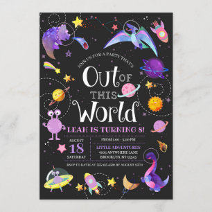 Weltraumdinosaurier aus dieser Welt Galaxie Geburt Einladung