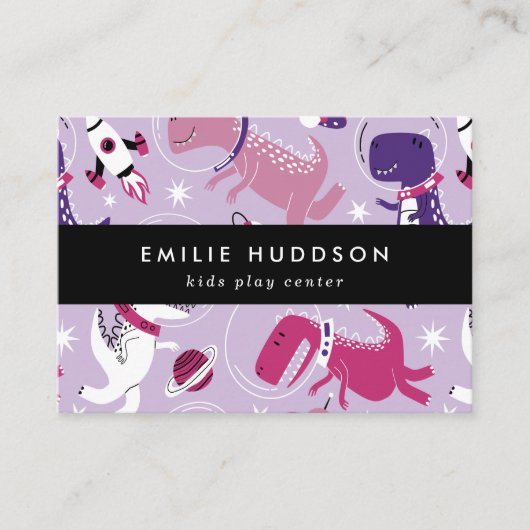Weltraumdinosaurier, Kinderspielzentrum, Aktivität Visitenkarte (Vorderseite)
