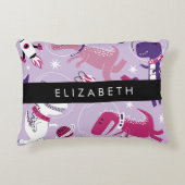 Weltraumdinosaurier, Niedliche Dinosaurier, Sterne Dekokissen (Vorderseite)