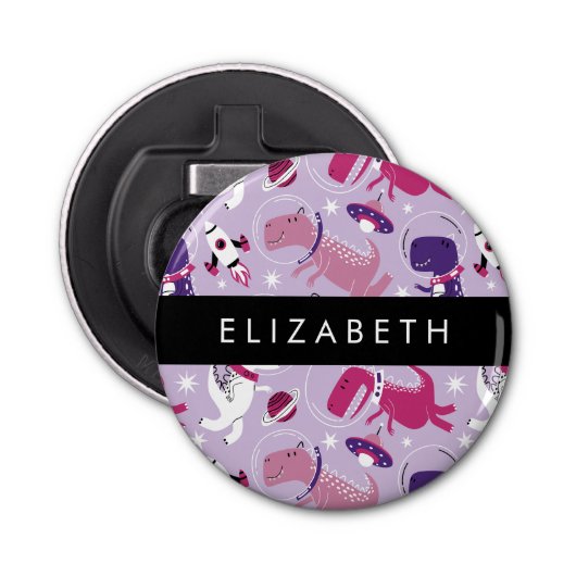 Weltraumdinosaurier, Niedliche Dinosaurier, Sterne Flaschenöffner (Vorderseite)