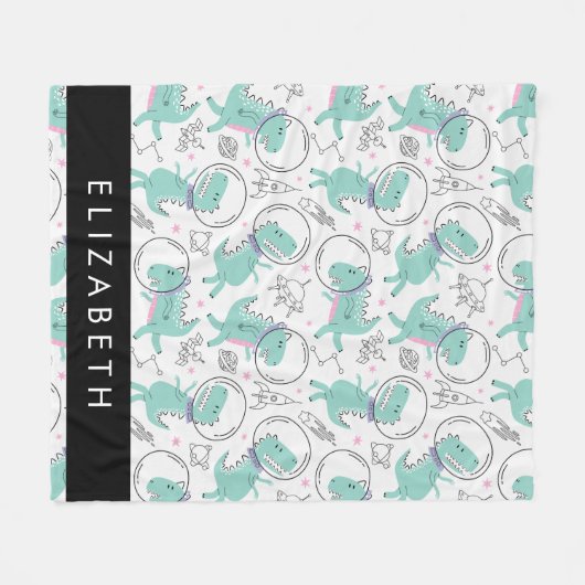 Weltraumdinosaurier, Niedliche Dinosaurier, Sterne Fleecedecke (Vorderseite (Horizontal))