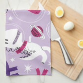 Weltraumdinosaurier, Niedliche Dinosaurier, Sterne Geschirrtuch (Viertel Falte)