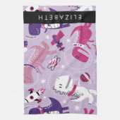 Weltraumdinosaurier, Niedliche Dinosaurier, Sterne Geschirrtuch (Vertikal)