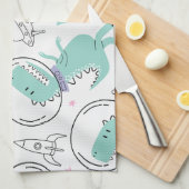 Weltraumdinosaurier, Niedliche Dinosaurier, Sterne Geschirrtuch (Viertel Falte)