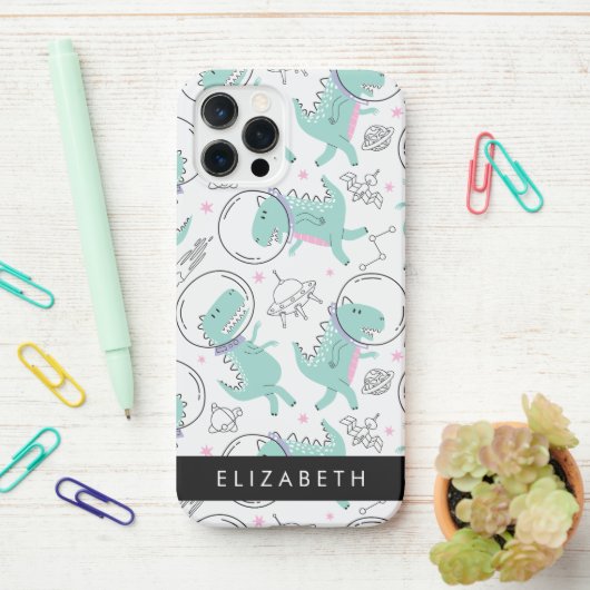 Weltraumdinosaurier, Niedliche Dinosaurier, Sterne iPhone Hülle (Auf dem Schreibtisch)
