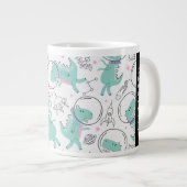 Weltraumdinosaurier, Niedliche Dinosaurier, Sterne Jumbo-Tasse (Vorderseite Rechts)