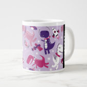 Weltraumdinosaurier, Niedliche Dinosaurier, Sterne Jumbo-Tasse (Vorderseite Rechts)