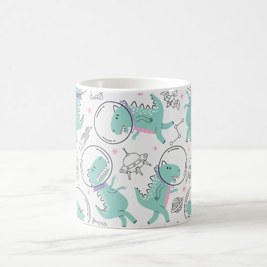 Weltraumdinosaurier, Niedliche Dinosaurier, Sterne Kaffeetasse (Mittel)
