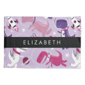 Weltraumdinosaurier, Niedliche Dinosaurier, Sterne Kissenbezug (Rückseite)