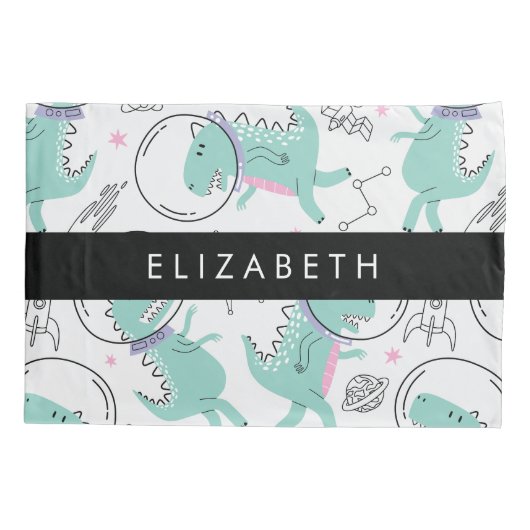 Weltraumdinosaurier, Niedliche Dinosaurier, Sterne Kissenbezug (Rückseite)