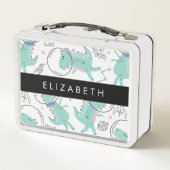 Weltraumdinosaurier, Niedliche Dinosaurier, Sterne Metall Brotdose (Rückseite)