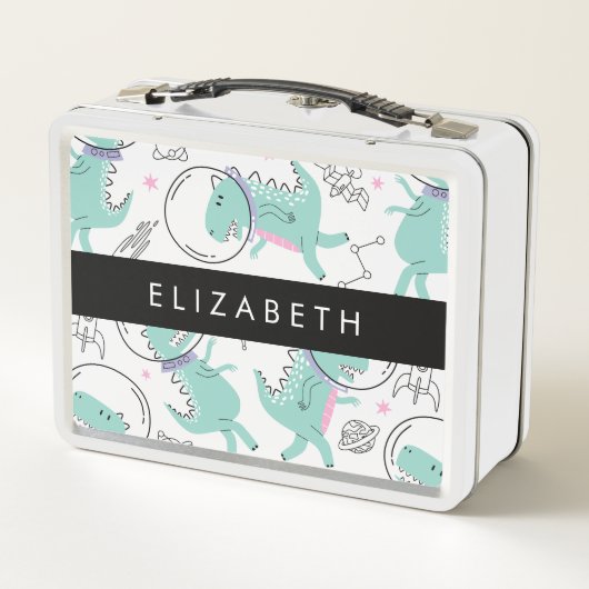 Weltraumdinosaurier, Niedliche Dinosaurier, Sterne Metall Brotdose (Rückseite)