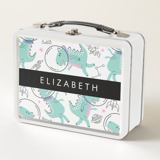 Weltraumdinosaurier, Niedliche Dinosaurier, Sterne Metall Brotdose (Vorderseite)