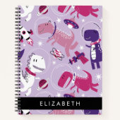 Weltraumdinosaurier, Niedliche Dinosaurier, Sterne Notizblock (Vorderseite)