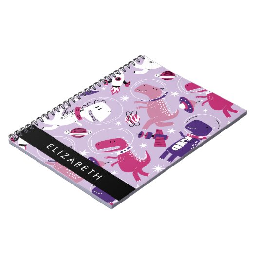 Weltraumdinosaurier, Niedliche Dinosaurier, Sterne Notizblock (Linke Seite)