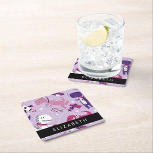 Weltraumdinosaurier, Niedliche Dinosaurier, Sterne Rechteckiger Pappuntersetzer