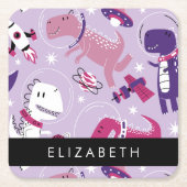 Weltraumdinosaurier, Niedliche Dinosaurier, Sterne Rechteckiger Pappuntersetzer (Vorderseite)