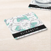 Weltraumdinosaurier, Niedliche Dinosaurier, Sterne Rechteckiger Pappuntersetzer (angewinkelt)