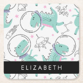 Weltraumdinosaurier, Niedliche Dinosaurier, Sterne Rechteckiger Pappuntersetzer (Vorderseite)