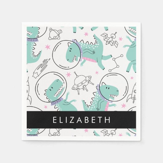 Weltraumdinosaurier, Niedliche Dinosaurier, Sterne Serviette (Vorderseite)