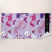 Weltraumdinosaurier, Niedliche Dinosaurier, Sterne Strandtuch (Vorderseite)