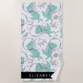 Weltraumdinosaurier, Niedliche Dinosaurier, Sterne Strandtuch (Vorderseite)