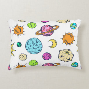 Weltraumdoodles kosmischer Hintergrund Dekokissen