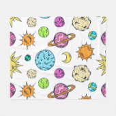 Weltraumdoodles kosmischer Hintergrund Fleecedecke (Vorderseite (Horizontal))