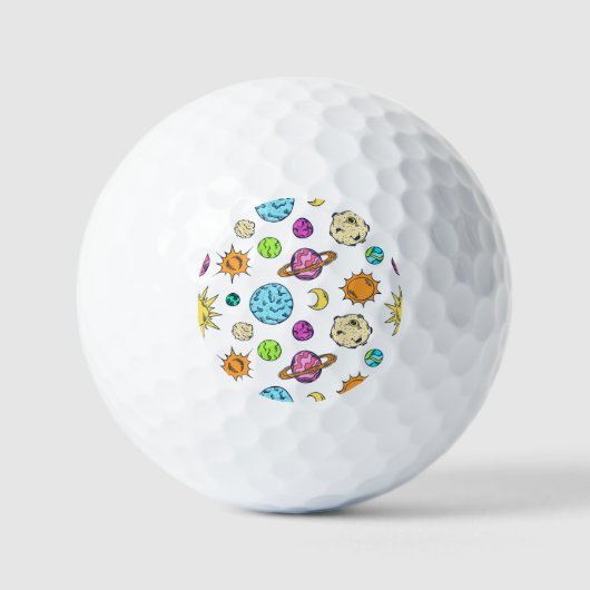 Weltraumdoodles kosmischer Hintergrund Golfball (Vorderseite)